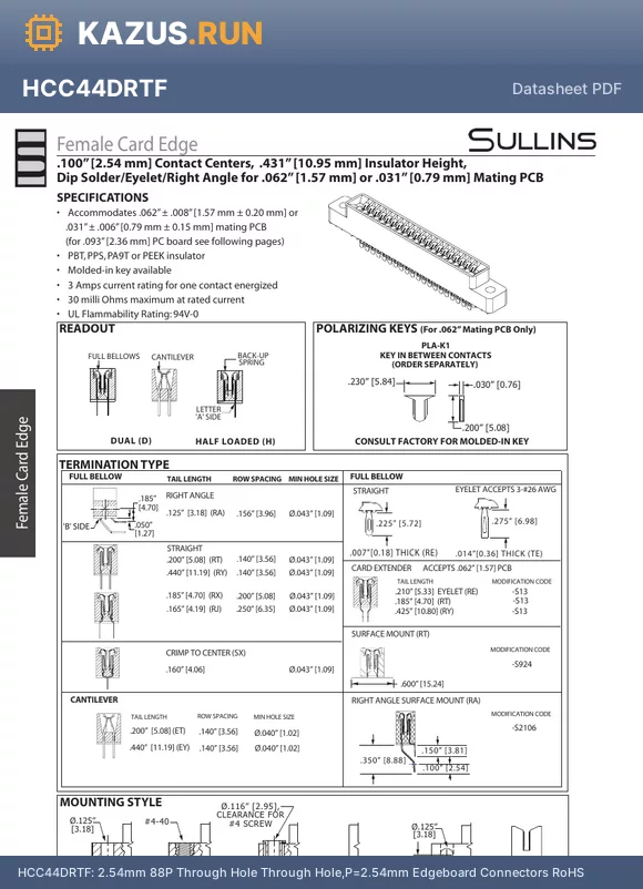 ABC28DRYN datasheet - 2.54mm 56P Through Hole Through Hole,P=2.54mm Edgeboard Connectors RoHS