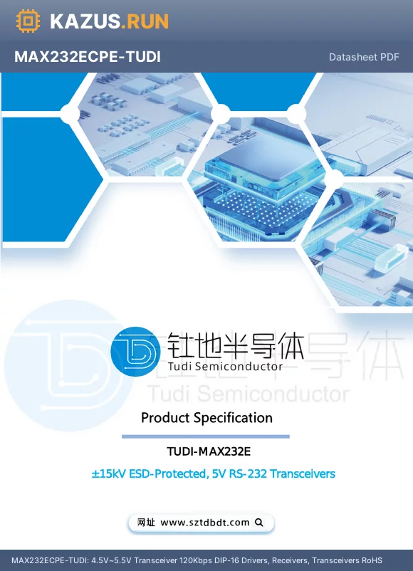 MAX232ECWE-TUDI datasheet - 4.5V~5.5V Transceiver 120Kbps SMD-16P Drivers, Receivers, Transceivers RoHS