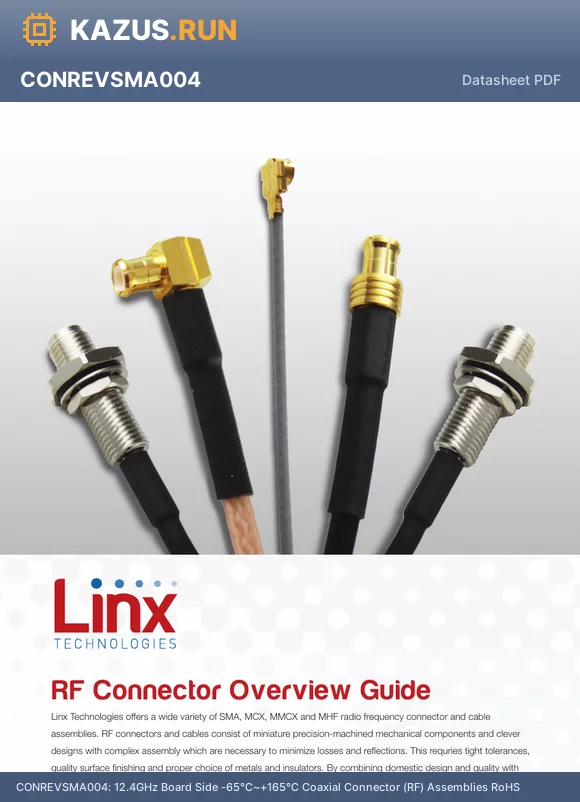 CONMMCX012-R178 datasheet - 6GHz Connector Coaxial Connector (RF) Assemblies RoHS