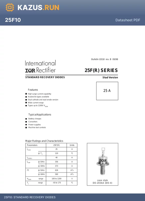 25F120 datasheet - STANDARD RECOVERY DIODES