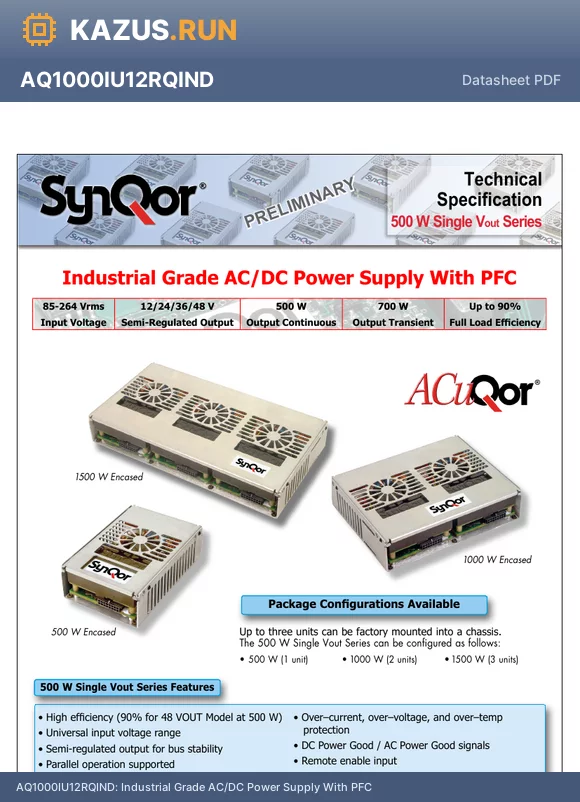AQ1000IU24EQIND datasheet - Industrial Grade AC/DC Power Supply With PFC