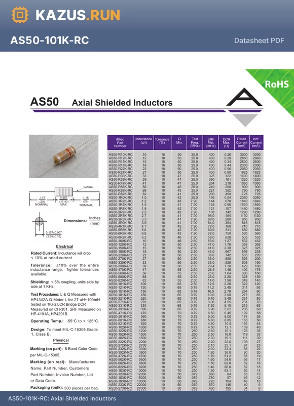 AS50-R22K-RC datasheet - Axial Shielded Inductors