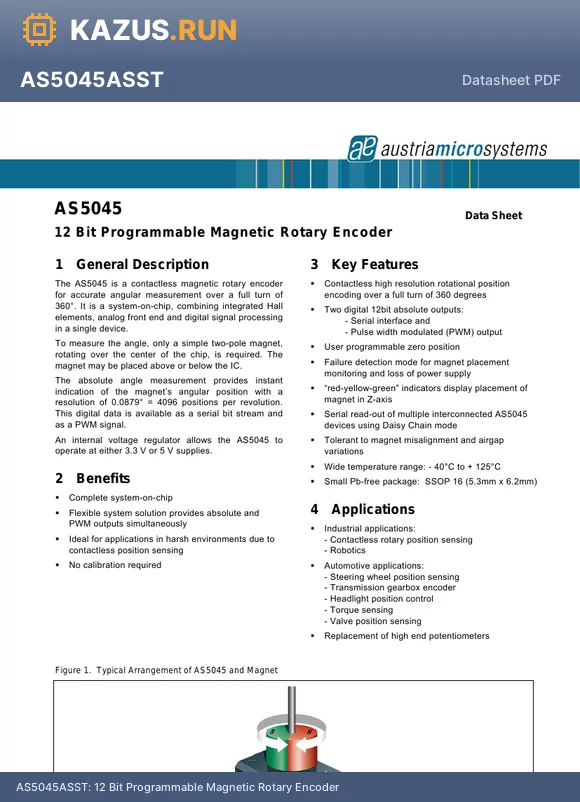AS5045ASST datasheet - 12 Bit Programmable Magnetic Rotary Encoder