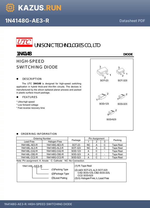 1N4148G-CC2-R datasheet - HIGH-SPEED SWITCHING DIODE