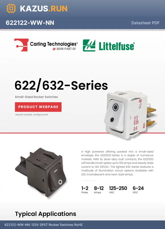 632151-1B-3B datasheet - 28V SPST Rocker Switches RoHS