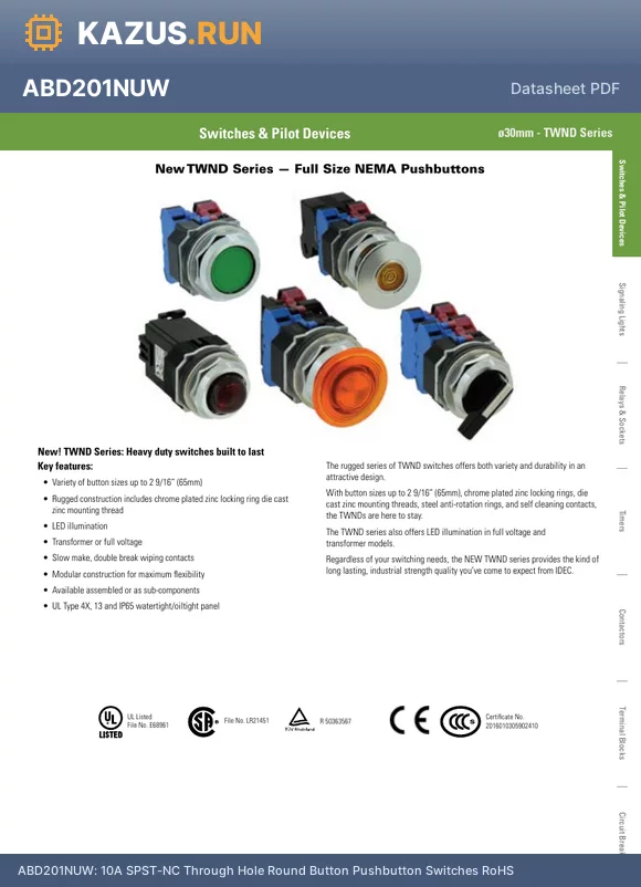ASLD31122DNU-309-Y datasheet - Selector Switches RoHS