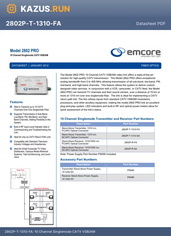 2802P-R-SA datasheet - 10 Channel Singlemode CATV VSB/AM