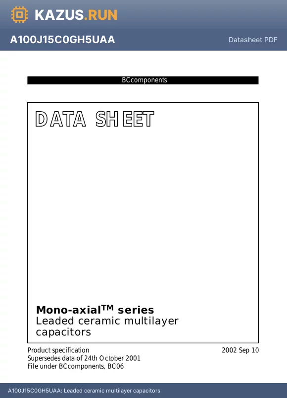 A152K15X7RF5UAA datasheet - Leaded ceramic multilayer capacitors