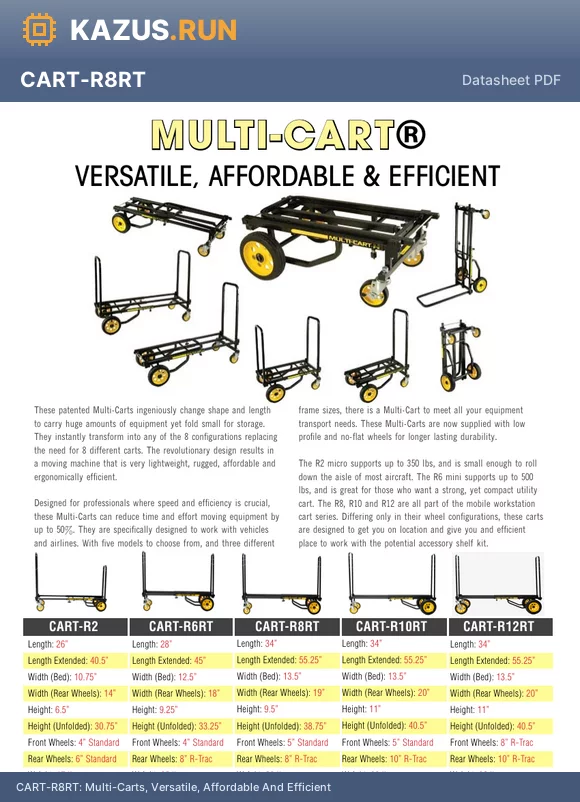 CART-R8RT datasheet - Multi-Carts, Versatile, Affordable And Efficient