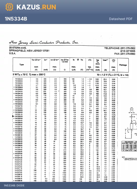 1N5348B datasheet - DIODE
