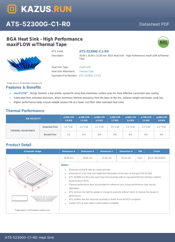 ATS-52300G-C1-R0 datasheet - Heat Sink