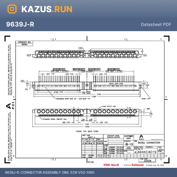 9639J-R datasheet - CONNECTOR ASSEMBLY OBS. ECR V03-1060
