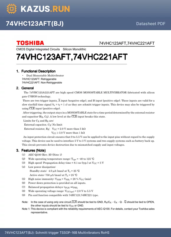 74VHC123AFT datasheet - 74VHC Series