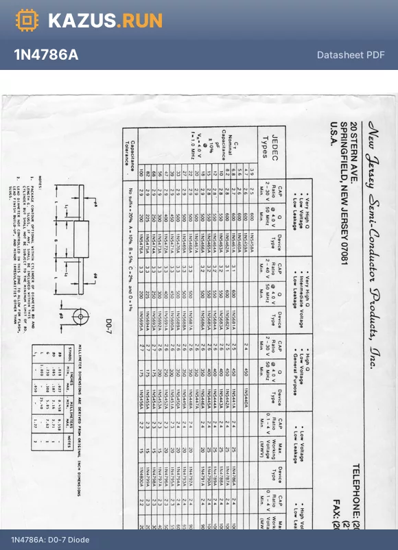 1N5691A datasheet - D0-7 Diode