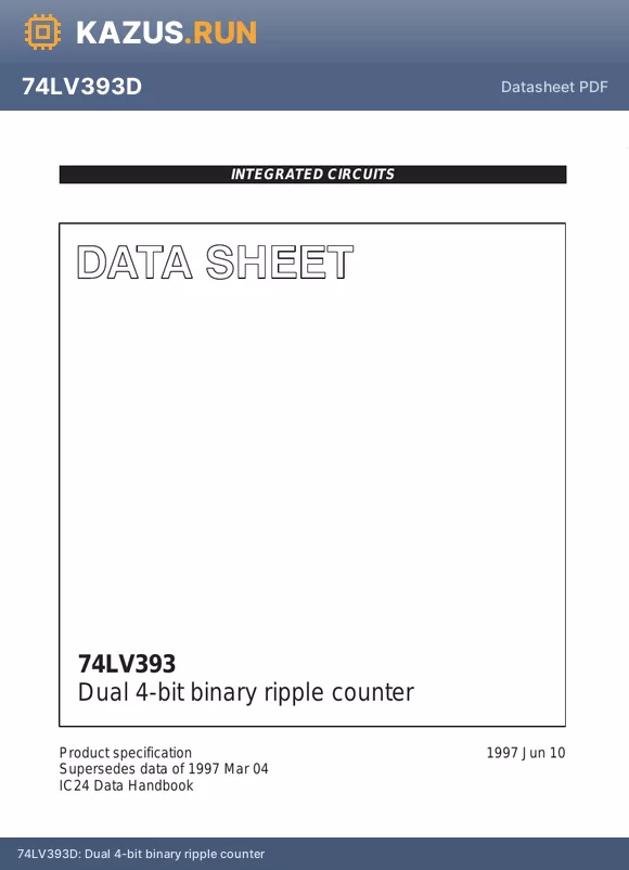 74LV393D datasheet - Dual 4-bit binary ripple counter