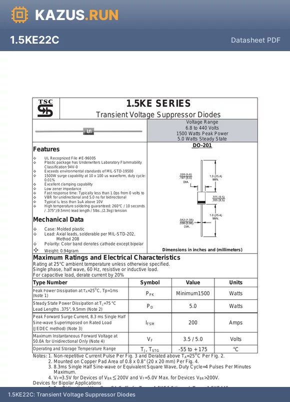 1N6269 datasheet - Transient Voltage Suppressor Diodes