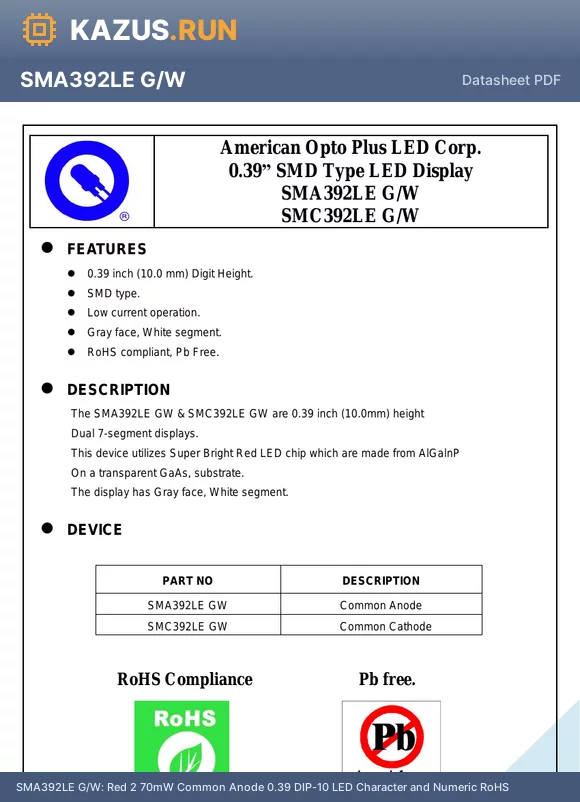 SMA392LE datasheet - 