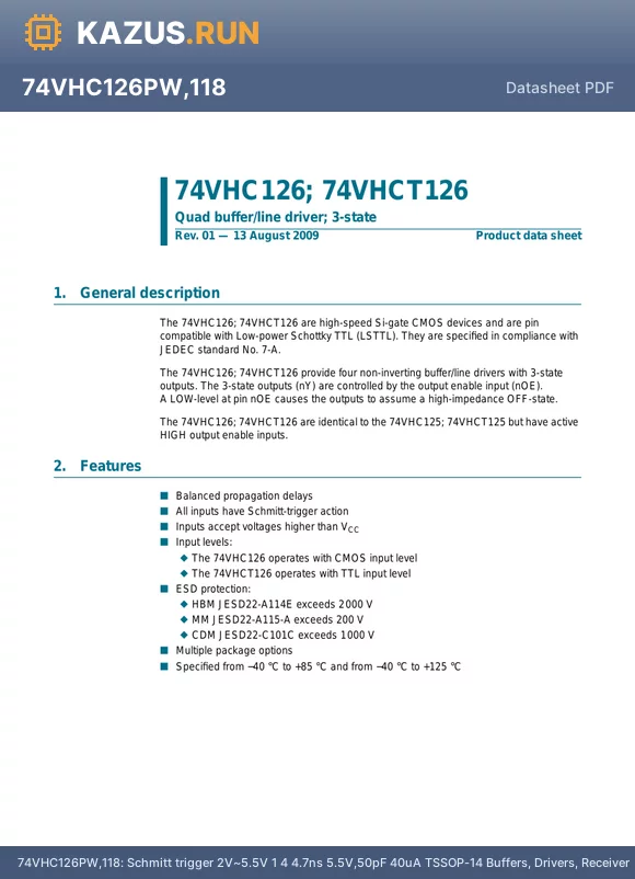 74VHCT126PW datasheet - 