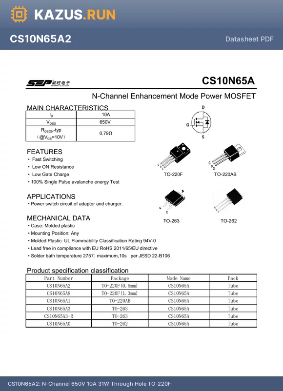 CS10N65A3-R datasheet - 