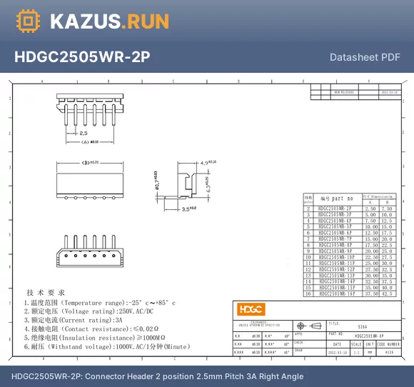 HDGC2505WR-13P datasheet - 