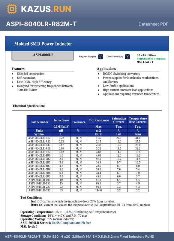 ASPI-8040LR-R47 datasheet - 