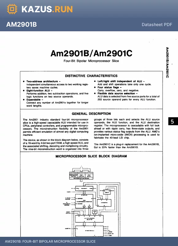 AM2901CDCB datasheet - FOUR-BIT BIPOLAR MICROPROCESSOR SLICE