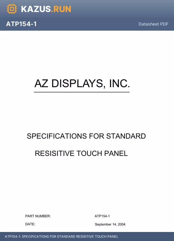 ATP154-1 datasheet - SPECIFICATIONS FOR STANDARD RESISITIVE TOUCH PANEL