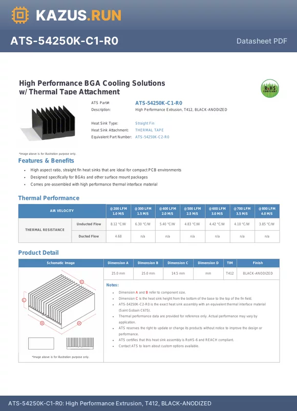 ATS-54250K-C1-R0 datasheet - High Performance Extrusion, T412, BLACK-ANODIZED