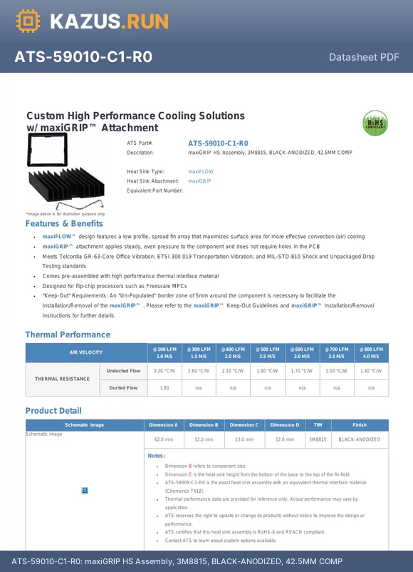 ATS-59010-C1-R0 datasheet - maxiGRIP HS Assembly, 3M8815, BLACK-ANODIZED, 42.5MM COMP