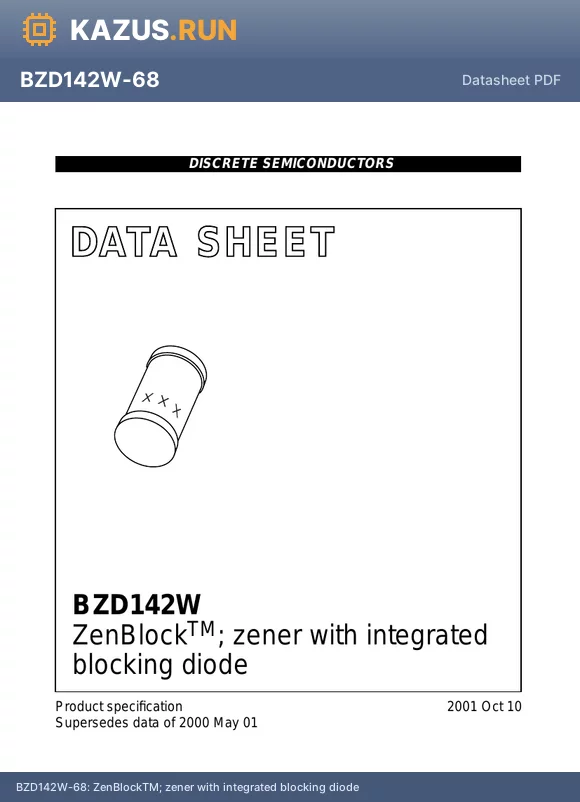 BZD142W-100 datasheet - ZenBlockTM; zener with integrated blocking diode