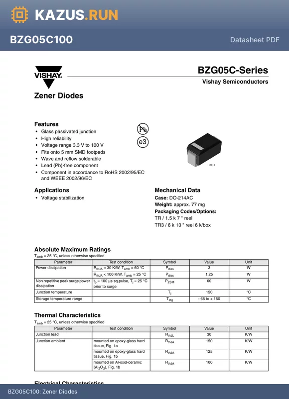BZG05C6V2 datasheet - Zener Diodes
