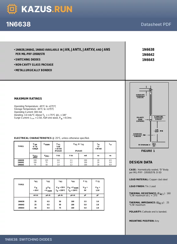 1N6643 datasheet - SWITCHING DIODES