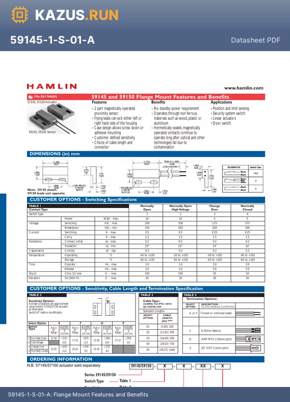 59145-1-T-02-E datasheet - Flange Mount Features and Benefits