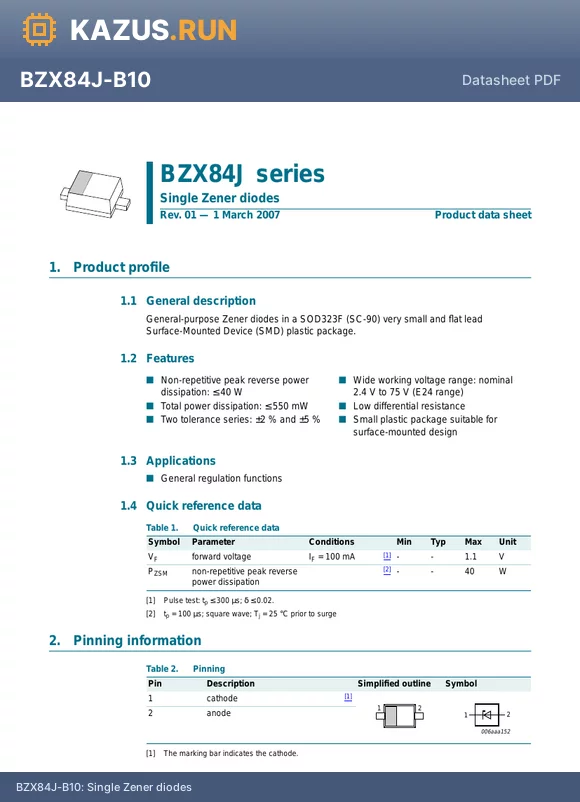 BZX84J-C3V3 datasheet - Single Zener diodes