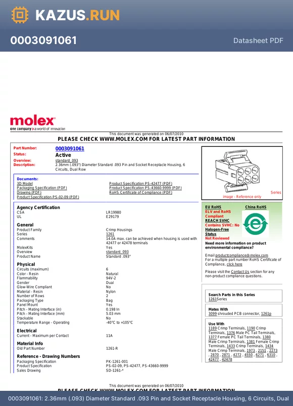 1261-R datasheet - 2.36mm (.093