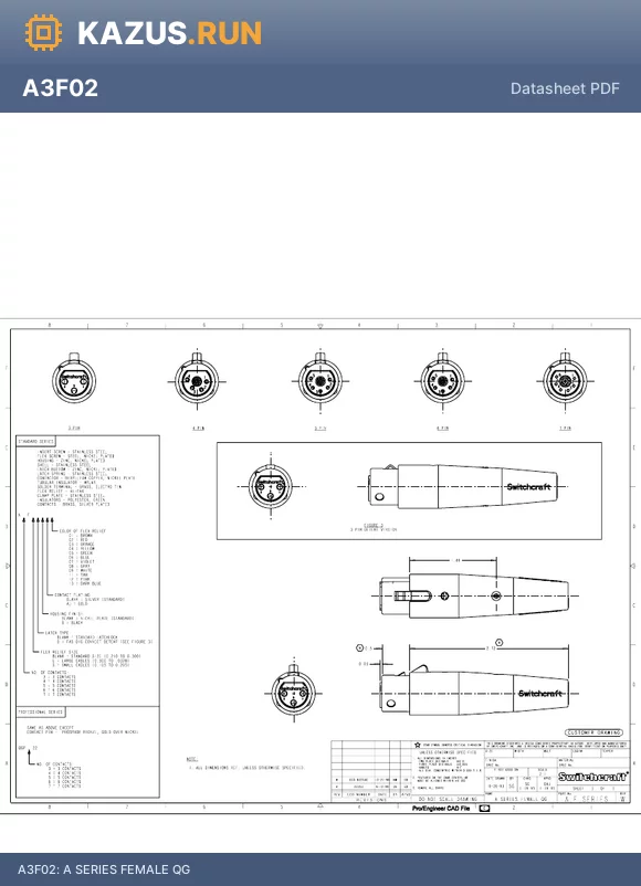 A7FLDAU01 datasheet - A SERIES FEMALE QG