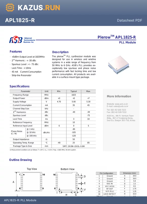 APL1825-R datasheet - PLL Module