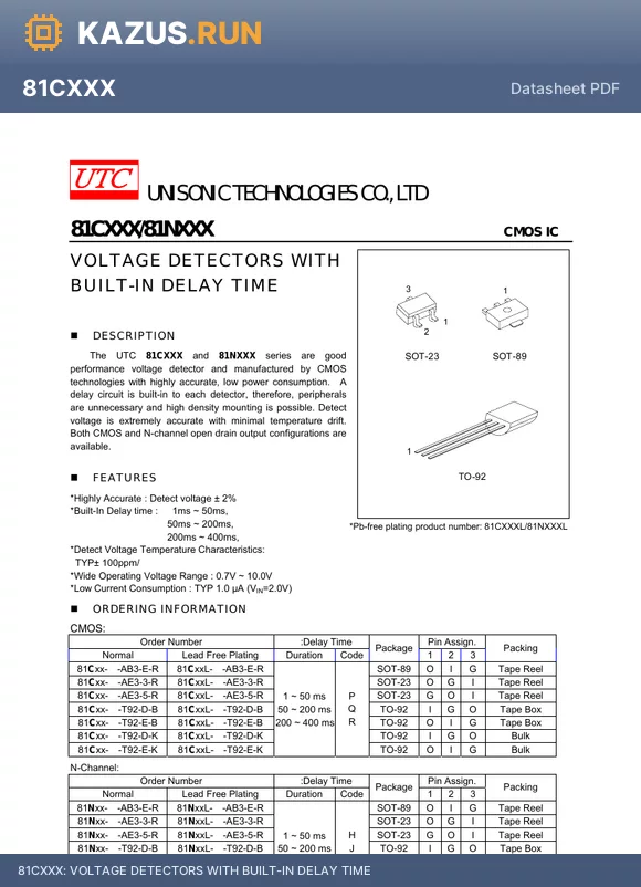 81N32L-R-AB3-I-R datasheet - VOLTAGE DETECTORS WITH BUILT-IN DELAY TIME