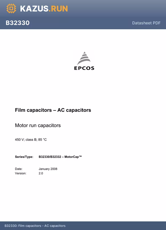 B32332B6156J070 datasheet - Film capacitors - AC capacitors