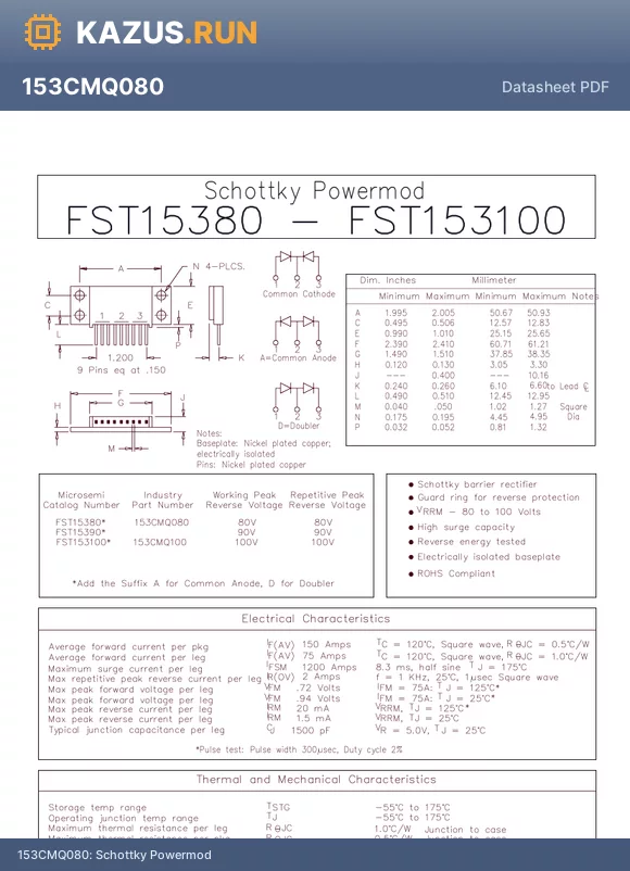 FST15380 datasheet - Schottky Powermod