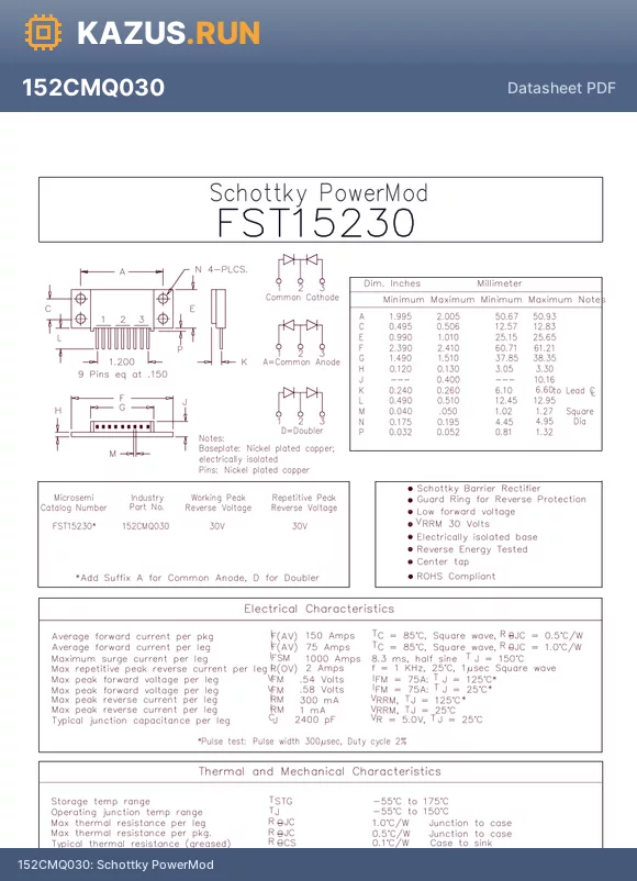 FST15230 datasheet - Schottky PowerMod