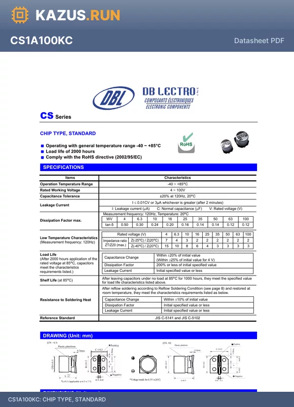 CS2A101MC datasheet - CHIP TYPE, STANDARD