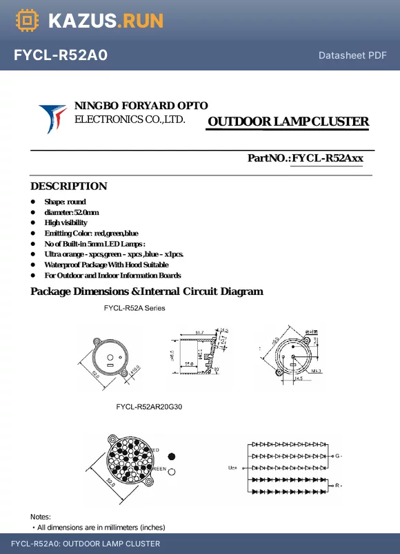 FYCL-R52A4 datasheet - OUTDOOR LAMP CLUSTER