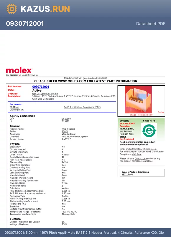 93071-2001 datasheet - 5.00mm (.197