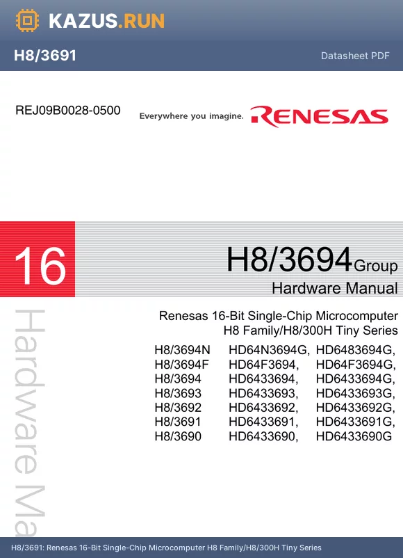 H8/3691 datasheet - Renesas 16-Bit Single-Chip Microcomputer H8 Family/H8/300H Tiny Series