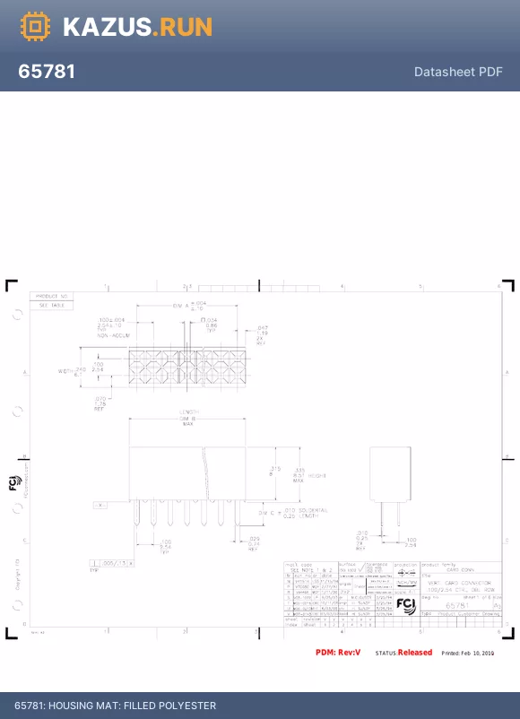 65781-059 datasheet - HOUSING MAT: FILLED POLYESTER
