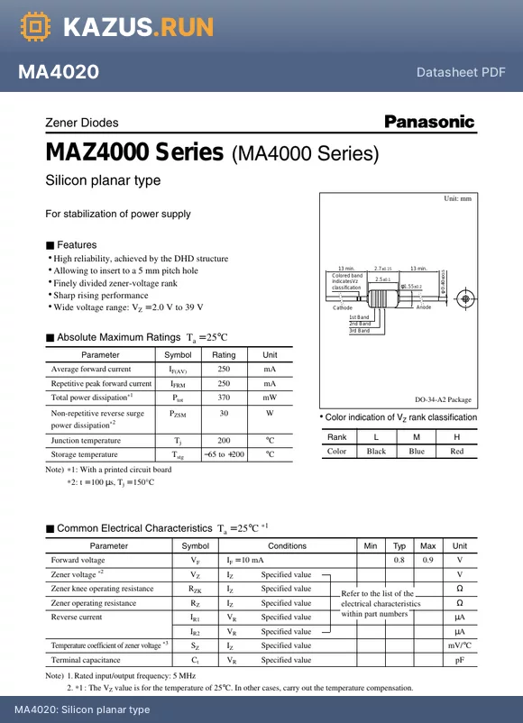 MA42700M datasheet - Silicon planar type
