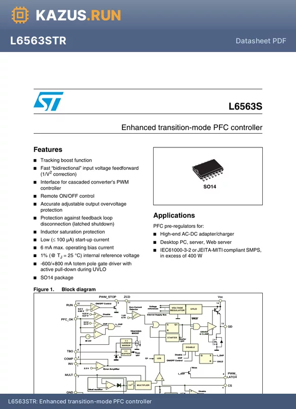 L6563STR datasheet - Enhanced transition-mode PFC controller