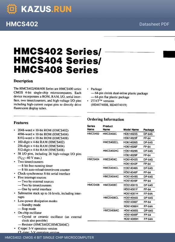 HD614049S datasheet - CMOS 4 BIT SINGLE CHIP MICROCOMPUTER