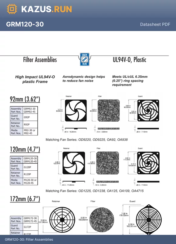 GRM172-45 datasheet - Filter Assemblies